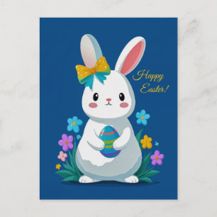 Cartão Postal De Festividades Coelho da Páscoa e Ovo