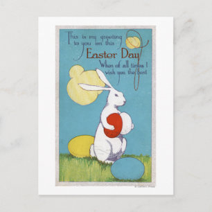 Cartão Postal De Festividades Coelho de GreetingEaster da páscoa que guardara