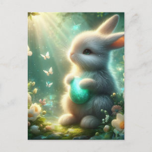 Cartão Postal De Festividades Coelho de Ovo da Floresta Mágica de Madeira