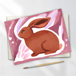Cartão Postal De Festividades Coelho de Páscoa de Chocolate | Aquarela Pastel Fo