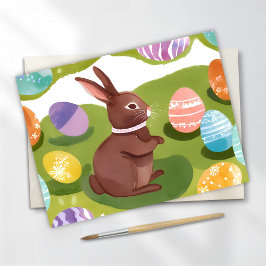 Cartão Postal De Festividades Coelho de Páscoa de Chocolate | Ovos Pastéis de Pr