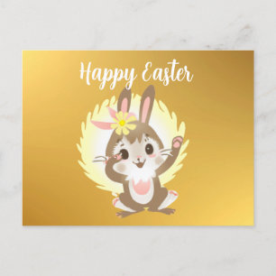 Cartão Postal De Festividades Coelho de Páscoa Engraçado Fofo