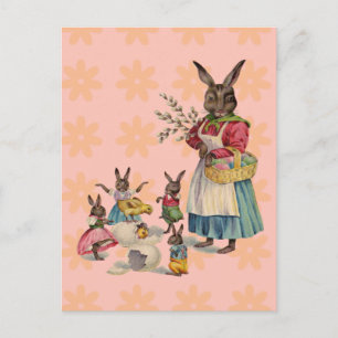 Cartão Postal De Festividades Coelho de Páscoa Frango Ovos de Coelho