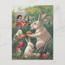 Cartão Postal De Festividades Coelho de Páscoa Ovo Colorido Mulheres Vitorianas