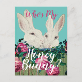 Cartão Postal De Festividades Coelho de Páscoa Romântico Floral Pastel Mignonne