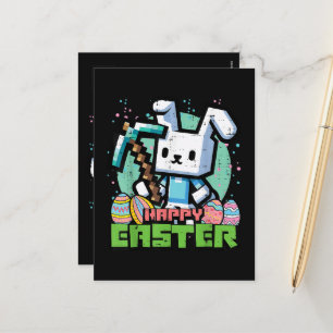 Cartão Postal De Festividades Coelho Feliz de Pásqua Jogo de Pixel 