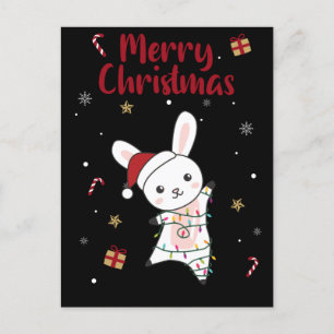 Cartão Postal De Festividades Coelho Feliz Natal Animais de Inverno Coelhos