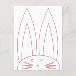 Cartão Postal De Festividades Coelho Fofo Desenho Contorno Rosa