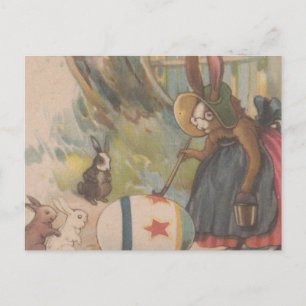 Cartão Postal De Festividades Coelhos de Páscoa Vintage