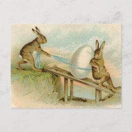 Cartão Postal De Festividades Coelhos e ovo antigos velhos do felz pascoa do