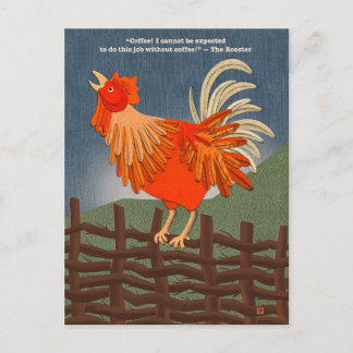 Cartão Postal De Festividades Coffee Addicted Rooster Postcards
