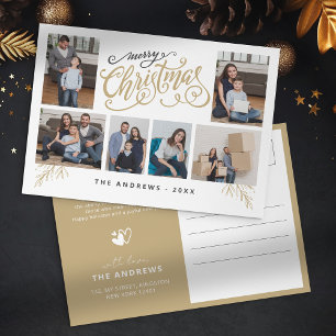 Cartão Postal De Festividades Colagem da Família Moderna Foto Tipografia de Nata