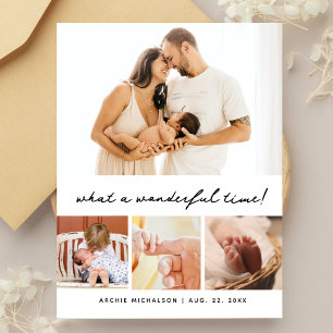 Cartão Postal De Festividades Colagem de 4 Fotos Moderna Obrigado Bebê Novo