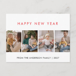 Cartão Postal De Festividades Colagem de 5 Fotos Moderna para o Ano Novo