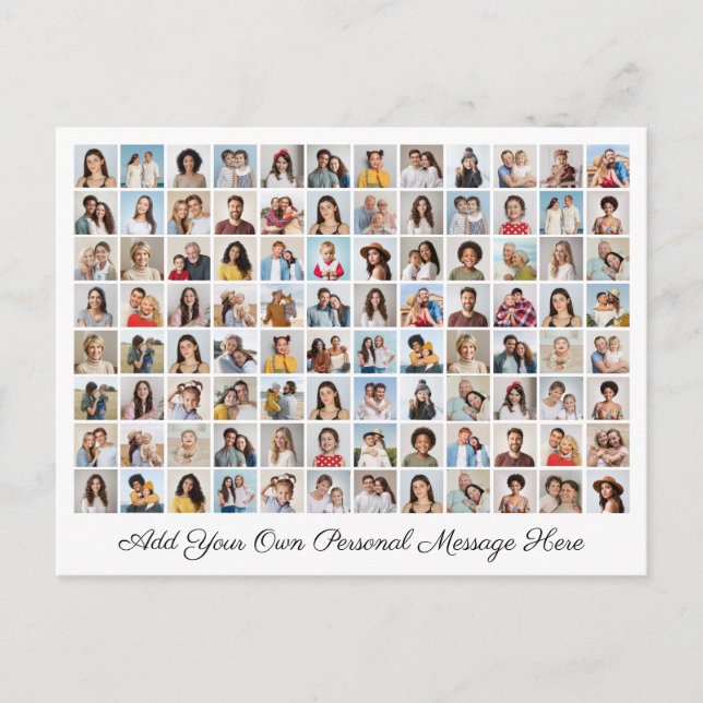 Cartão Postal De Festividades Colagem de 96 Fotos Adicione Seu Próprio Recado (Frente)