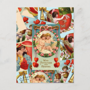 Cartão Postal De Festividades Colagem de Dias de os namorados Vintage