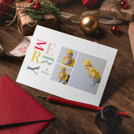 Cartão Postal De Festividades Colagem De Foto E Feliz Colorida | Férias felizes