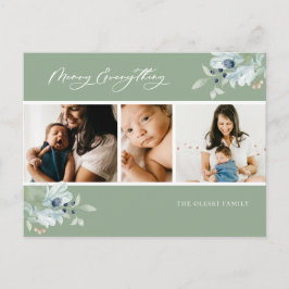 Cartão Postal De Festividades Colagem de Fotografias Botânicas Invernais de feli