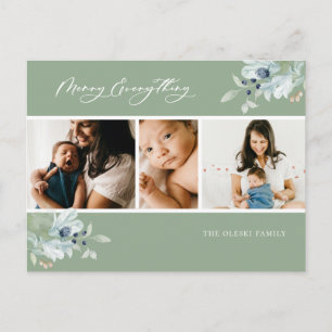 Cartão Postal De Festividades Colagem de Fotografias Botânicas Invernais de feli