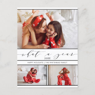 Cartão Postal De Festividades Colagem de Fotografias Branca de 3 Anos Moderna