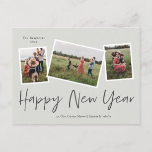 Cartão Postal De Festividades Colagem de Fotografias com Feliz ano novo 3 de Scr