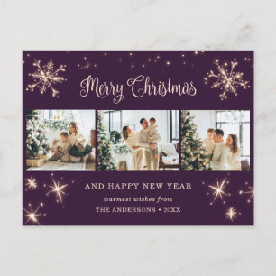 Cartão Postal De Festividades Colagem de Fotografias com Floco de Neve Puro 3