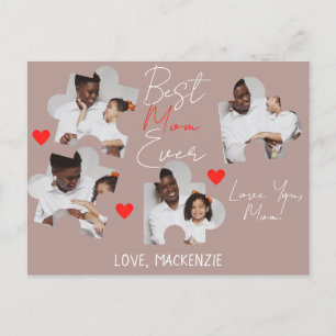 Cartão Postal De Festividades Colagem de Fotografias com Quebra-cabeça Elegante 