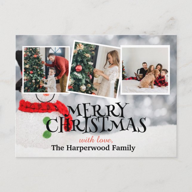 Cartão Postal De Festividades Colagem de Fotografias da Família Natal do Elegant (Frente)