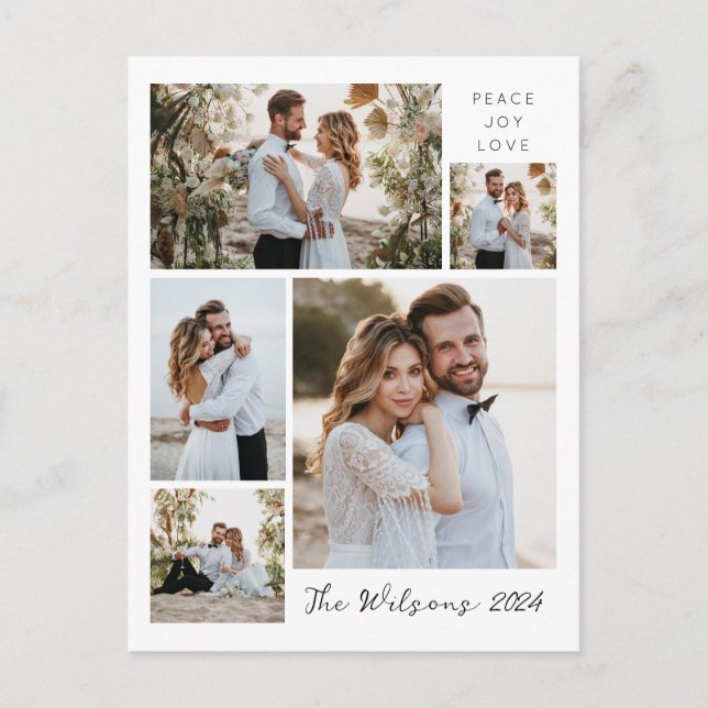 Cartão Postal De Festividades Colagem de Fotografias da Família Simples 5 Recent (Frente)