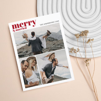 Cartão Postal De Festividades Colagem de Fotografias de Recém-casados e felizes