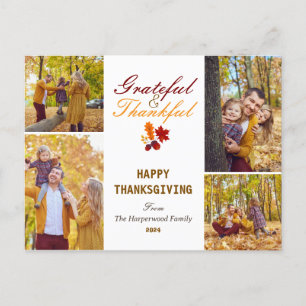 Cartão Postal De Festividades Colagem de fotos da família de ação de graças Mode
