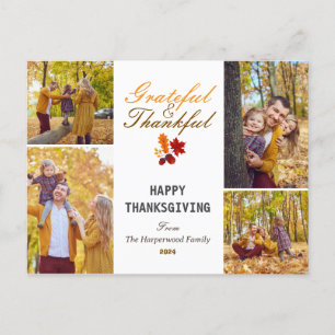Cartão Postal De Festividades Colagem de fotos da família de ação de graças Mode