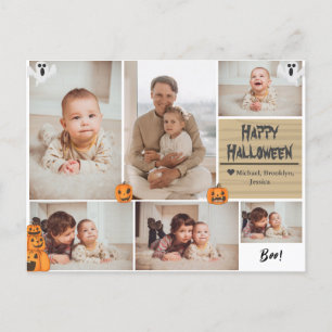 Cartão Postal De Festividades Colagem de fotos da família de Halloween Moderna e