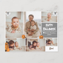 Cartão Postal De Festividades Colagem de fotos da família de Halloween Moderna e