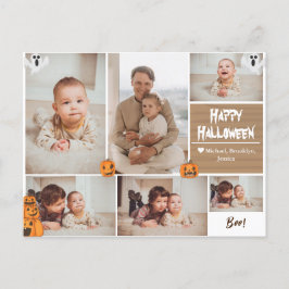 Cartão Postal De Festividades Colagem de fotos da família de Halloween Moderna e