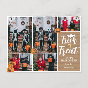 Cartão Postal De Festividades Colagem de fotos da família de Halloween Moderna e