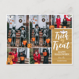 Cartão Postal De Festividades Colagem de fotos da família de Halloween Moderna e