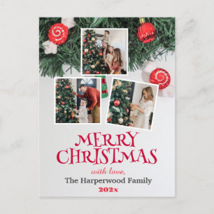 Cartão Postal De Festividades Colagem de Fotos da Família Feliz de Natal Elegant