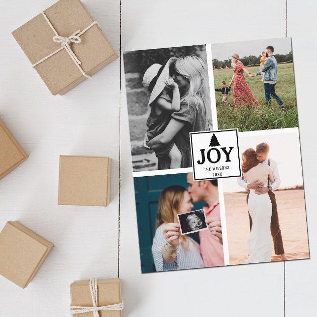 Cartão Postal De Festividades Colagem de Fotos da Família Joy Christmas Xmas (Criador carregado)