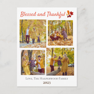 Cartão Postal De Festividades Colagem de Fotos da Família Modern Fall Graças