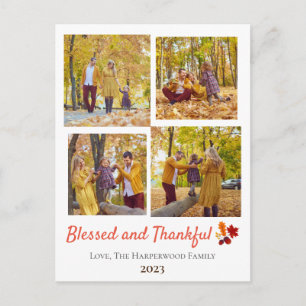 Cartão Postal De Festividades Colagem de Fotos da Família Modern Fall Graças