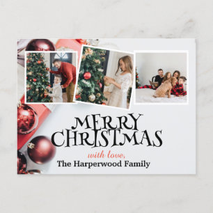 Cartão Postal De Festividades Colagem de Fotos da Família Natal Elegante Moderna
