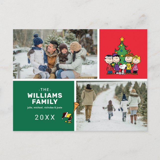 Cartão Postal De Festividades Colagem de Fotos da Família Peanuts (Frente)