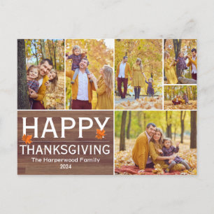 Cartão Postal De Festividades Colagem de fotos da família Rustic Wood Fall graça