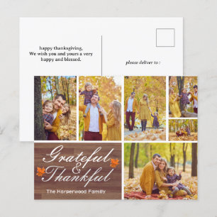 Cartão Postal De Festividades Colagem de fotos da família Rustic Wood Fall graça