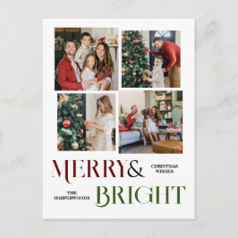 Cartão Postal De Festividades Colagem de Fotos da Família Script de Feriados de 