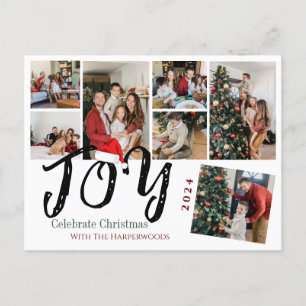 Cartão Postal De Festividades Colagem de Fotos da Família Script de Feriados de