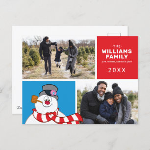 Cartão Postal De Festividades Colagem De Fotos Da Família Snowman Holiday