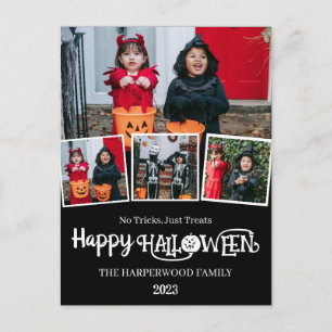 Cartão Postal De Festividades Colagem de fotos de abóbora jack-o-lantern Boo Hal