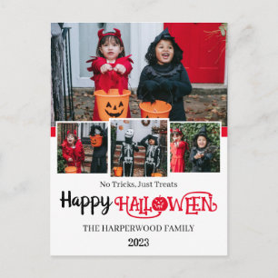 Cartão Postal De Festividades Colagem de fotos de abóbora jack-o-lantern Boo no 